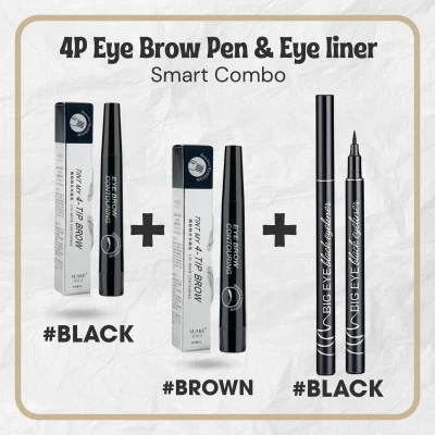 4-Point Eyebrow Pencil (Black&Brown2p) + Eye Liner (Black1p) with Delivery free