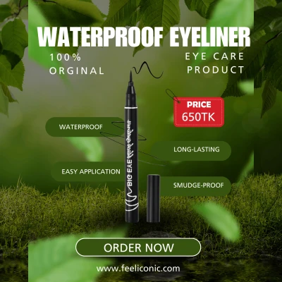 MEITREND H2O Proof Eyeliner Pen, Felt Tip, Waterproof Liquid Formula, Jet Black Waterproof Double-headed Eyeliner Seal Pen
